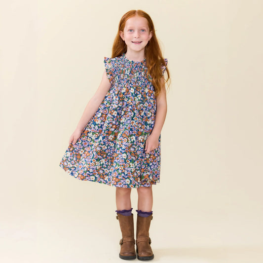 Stevie Dress- True Blue Sketched Floral