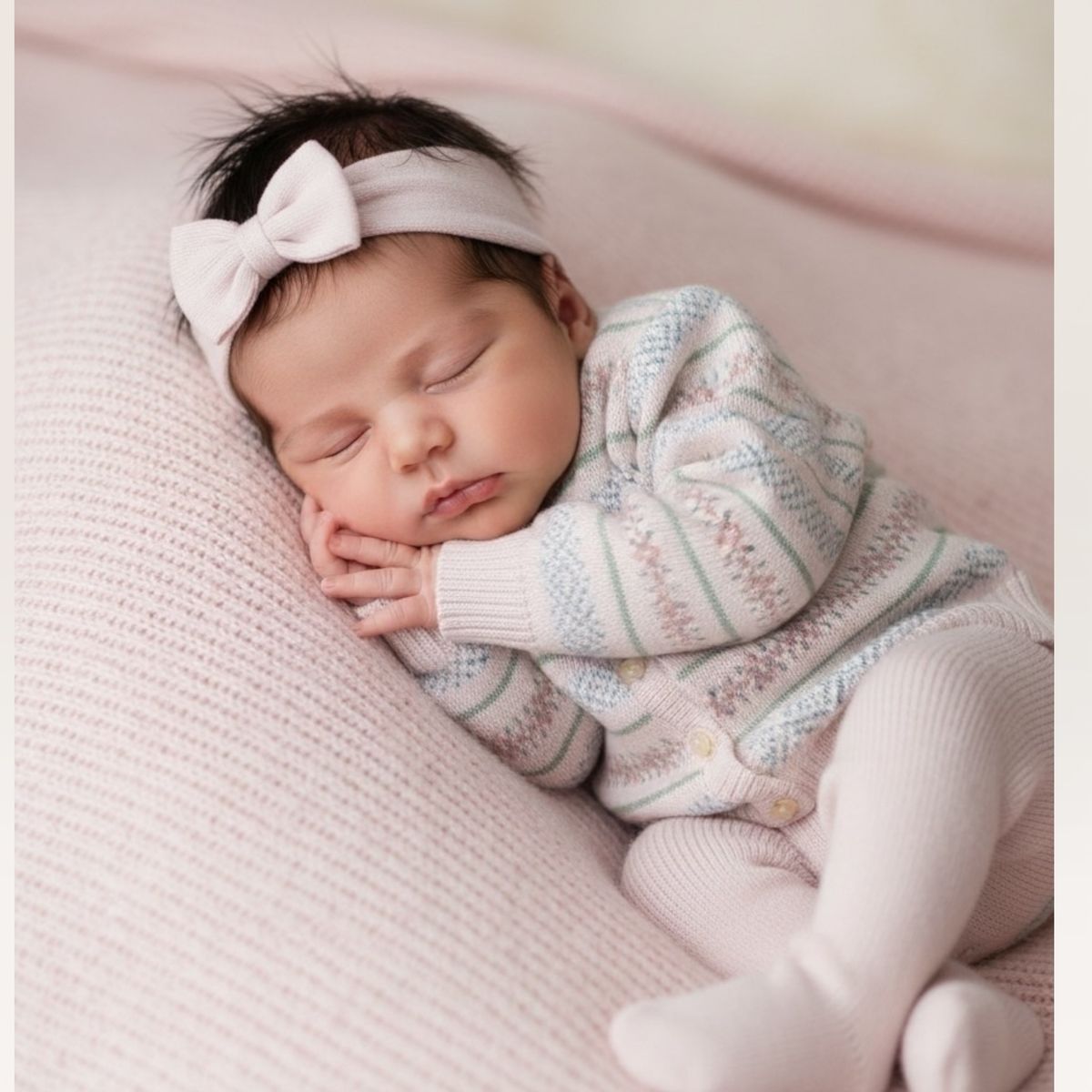 Pink Fair Isle Footed Set
