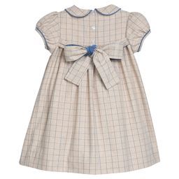 Smocked Natalie Dress- Durham Windowpane
