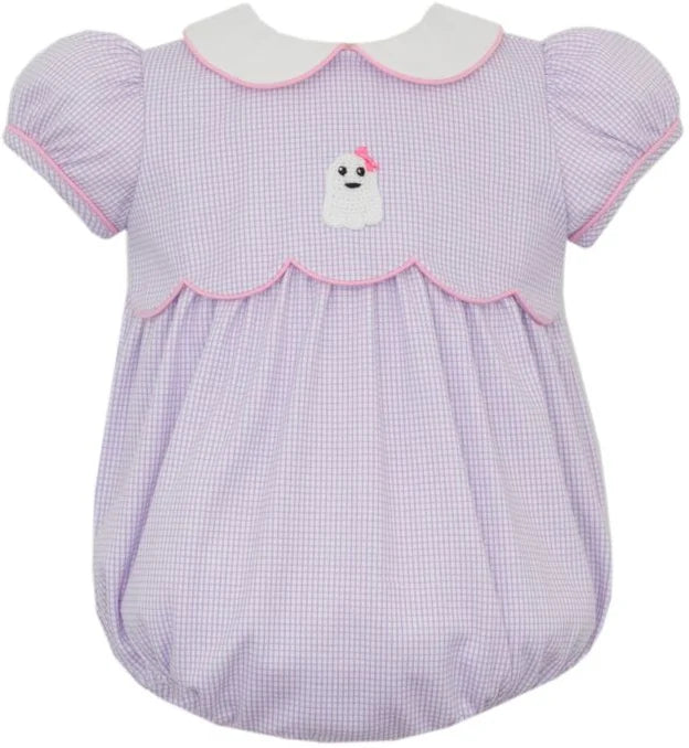 Ghost Girl's- Purple Knit Gingham Short Bubble