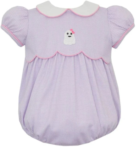 Ghost Girl's- Purple Knit Gingham Short Bubble