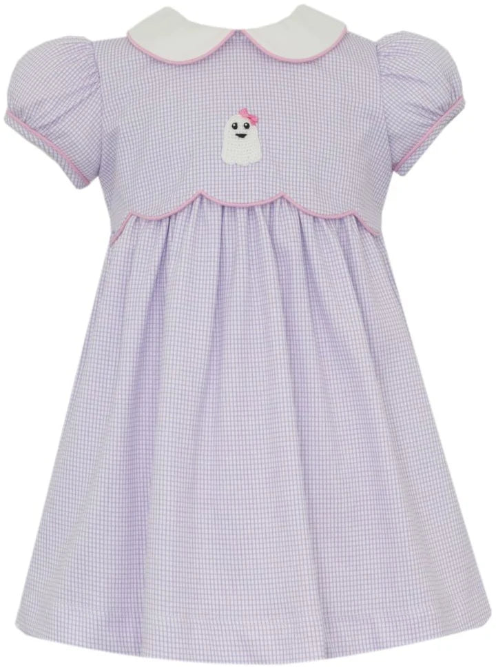 Ghost Girl's- Purple Knit Gingham Dress