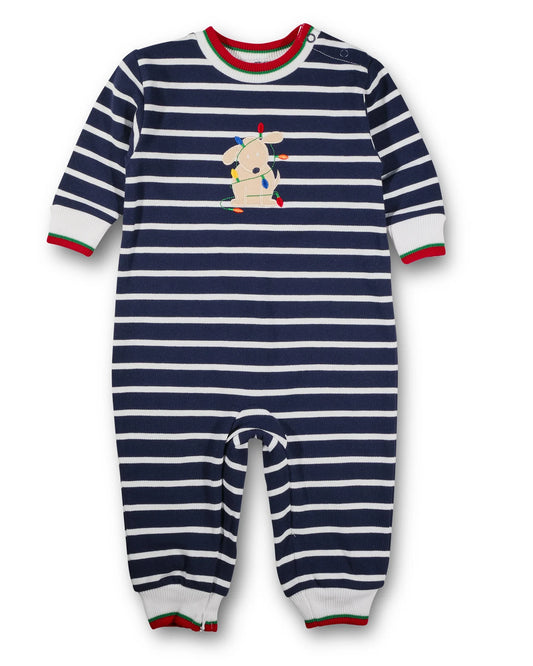 Stripe Knit Longall With Holiday Lights Dog