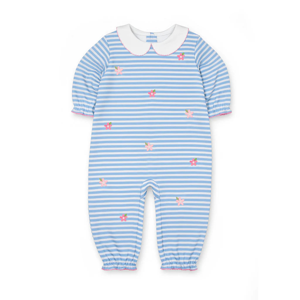 Stripe Knit Longall with Embroidered Flowers