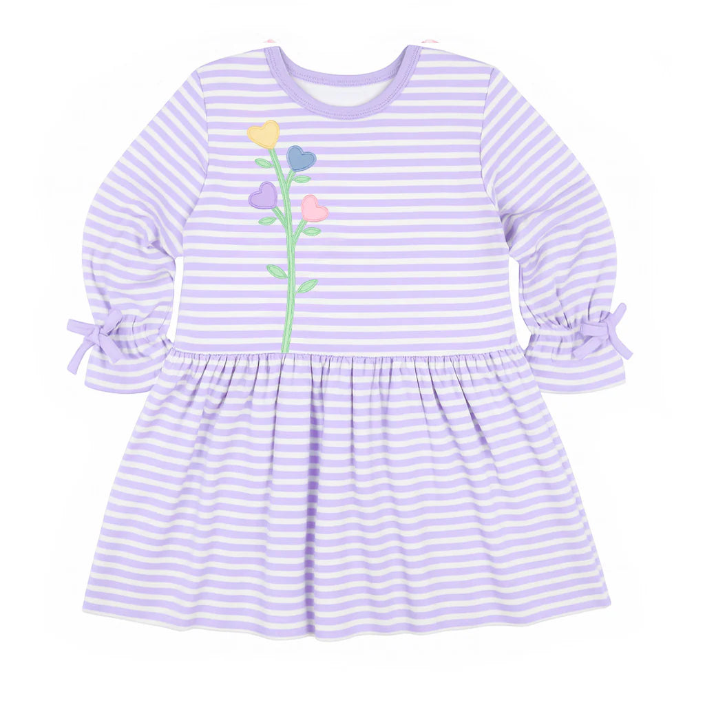 Knit Dress with Heart Flowers