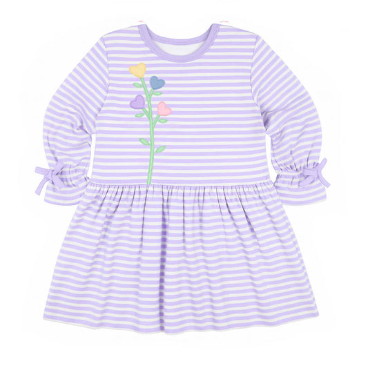 Knit Dress with Heart Flowers