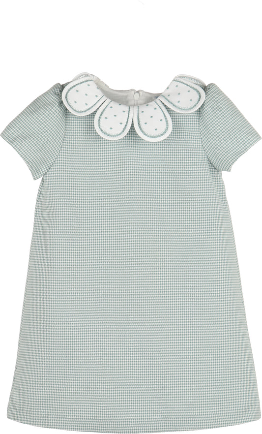 Checks Petal Collar Dress, Green