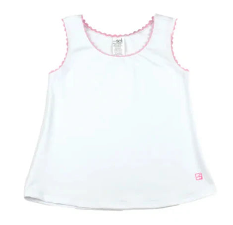 Riley Tank - Pure Coconut White/Pink Ric Rac