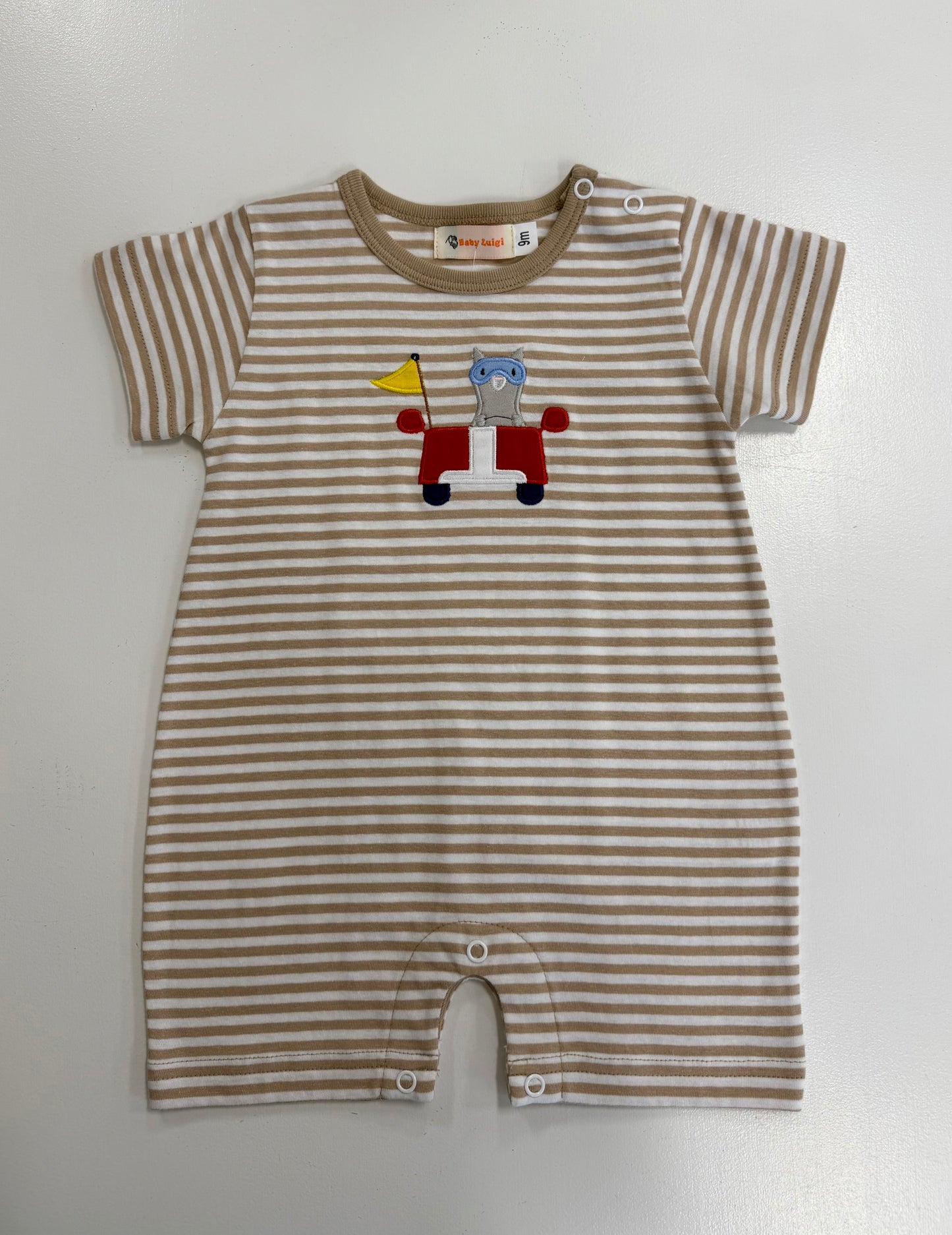 Stripe Romper Cat Driving Car