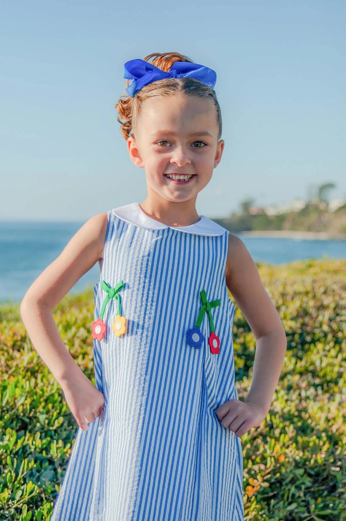 Seersucker Dress With Flowers