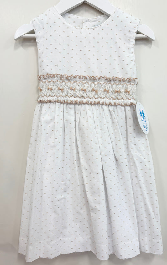 Plumeti Smock Belt Dress, Beige