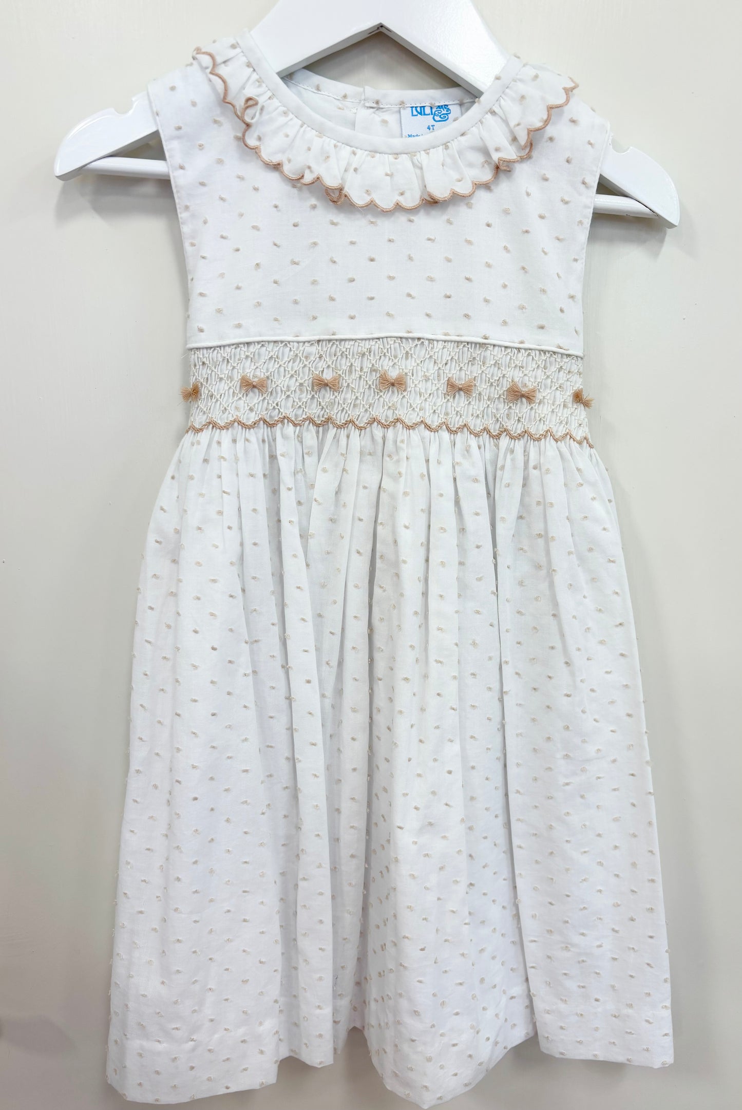 Plumeti Smock Dress, Beige