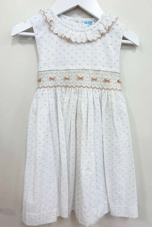 Plumeti Smock Dress, Beige