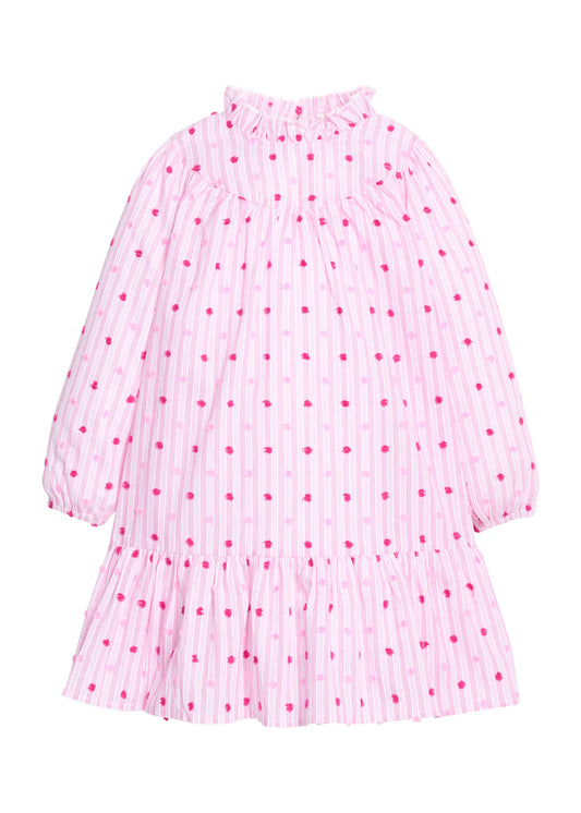 Jody Dress, Magenta Clip Dot Stripe