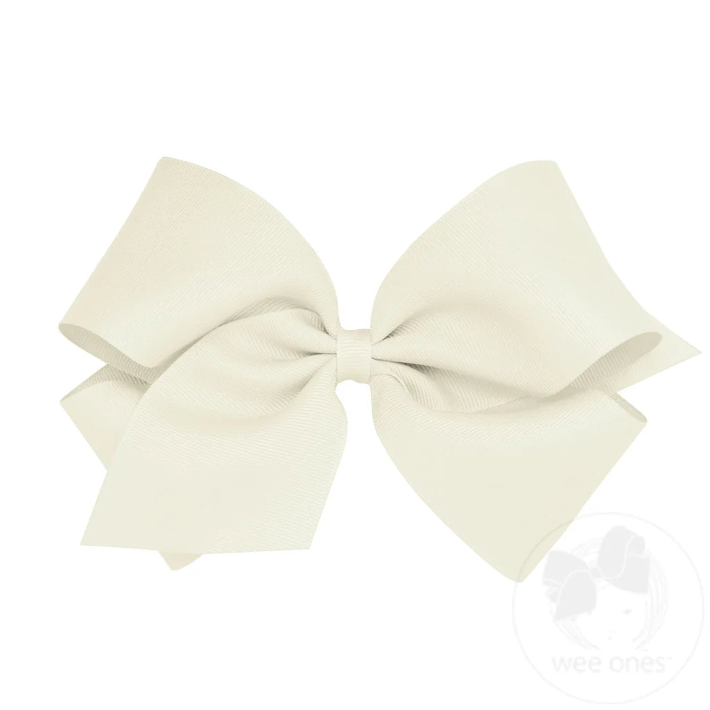 King Classic Grosgrain Hair Bow (Plain Wrap) Antique White