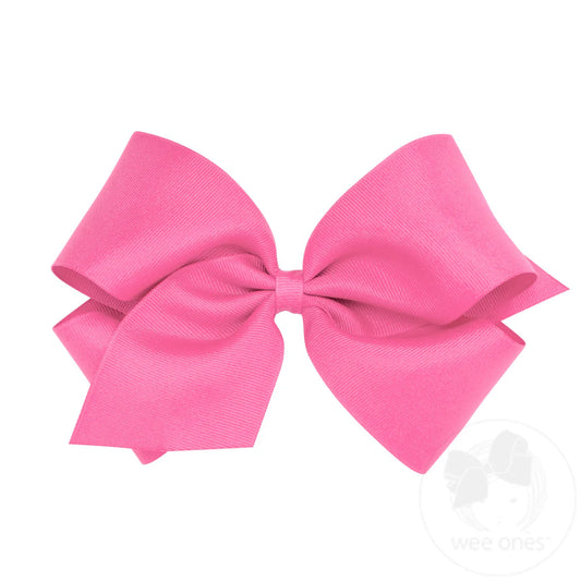 King Classic Grosgrain Hair Bow (Plain Wrap) Hot Pink