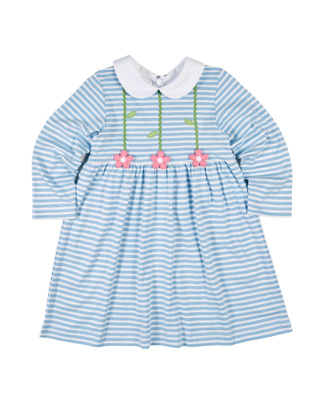 Stripe Knit Dress With Flowers