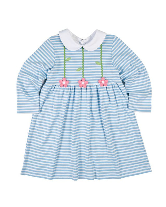 Stripe Knit Dress With Flowers