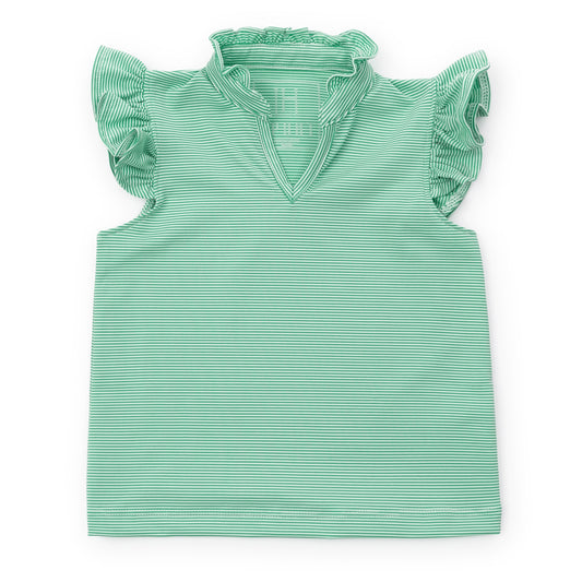 Ellie Sleeveless Performance Top - Green Stripes