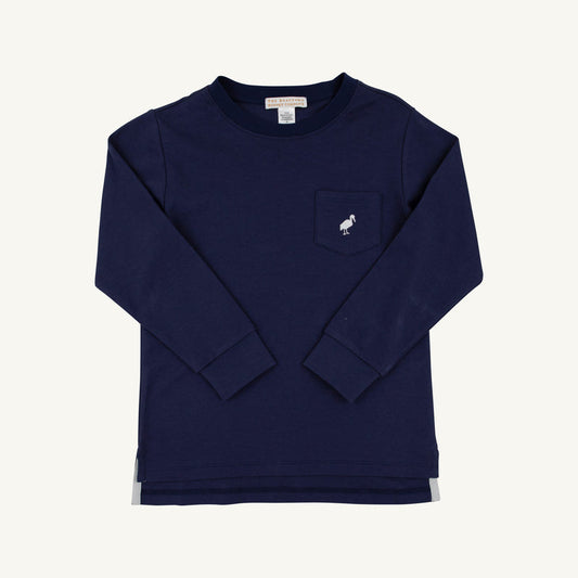 Long Sleeve Carter Crewneck Nantucket Navy/Worth Ave White