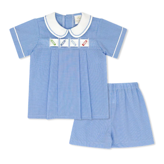 Noah Ribbon Short Set- River Royal Minigingham