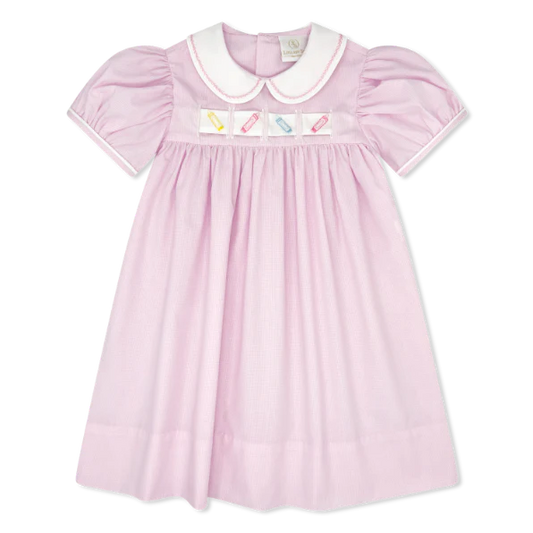 Ruth Ribbon Dress- Baby Pink Minigingham