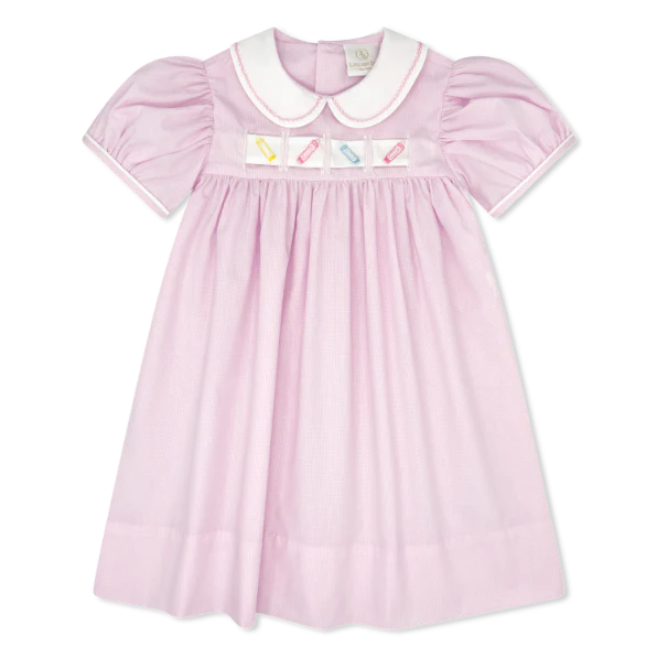 Ruth Ribbon Dress- Baby Pink Minigingham