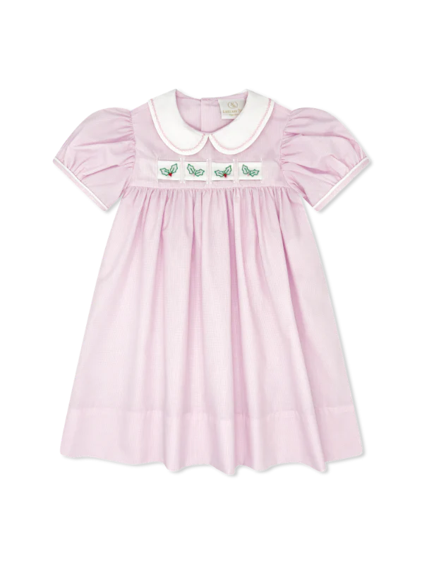 Ruth Ribbon Dress- Baby Pink Minigingham