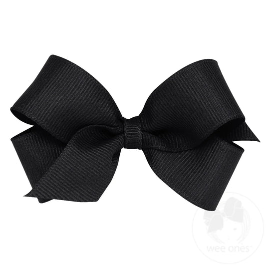 Mini Classic Grosgrain Hair Bow (Plain Wrap) Black