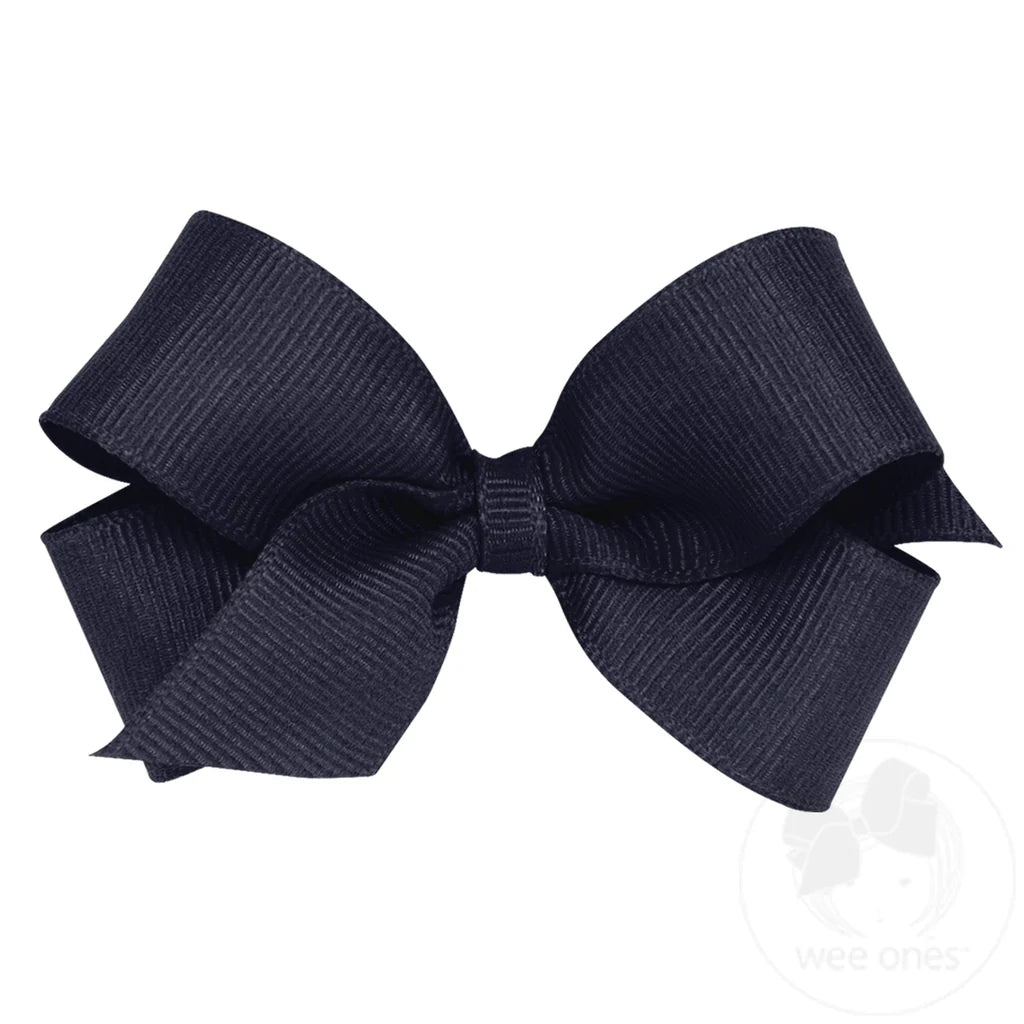 Mini Classic Grosgrain Hair Bow (Plain Wrap) Navy