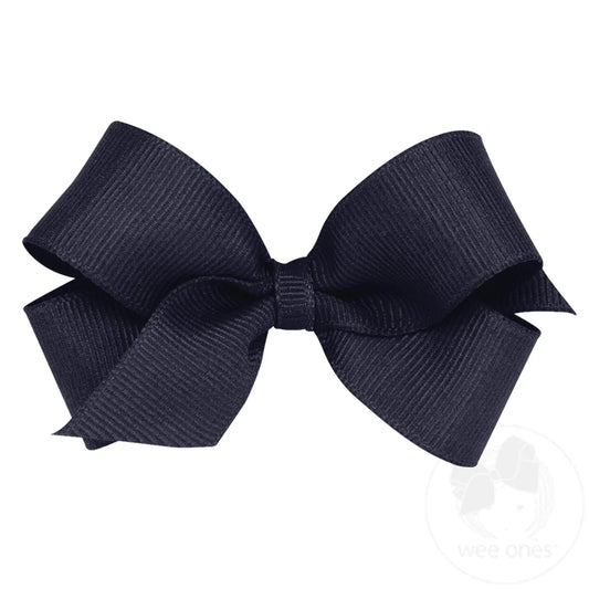 Mini Classic Grosgrain Hair Bow (Plain Wrap) Navy