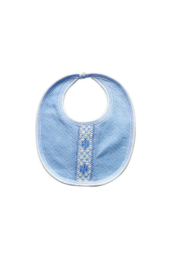 Baby Boy's Blue Jacquard Hand Smocked Bib