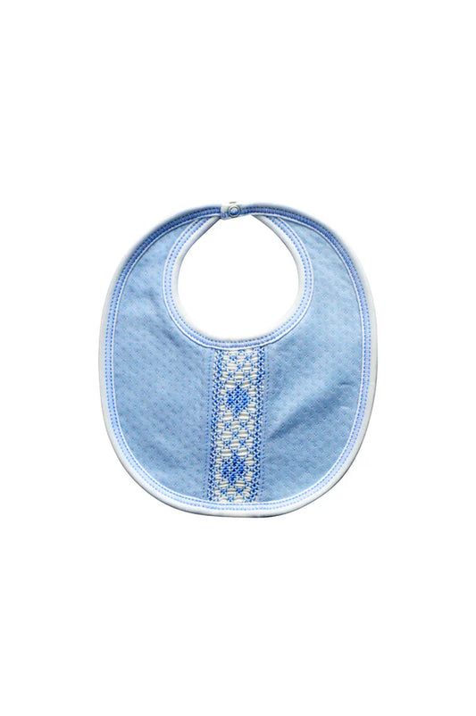 Baby Boy's Blue Jacquard Hand Smocked Bib