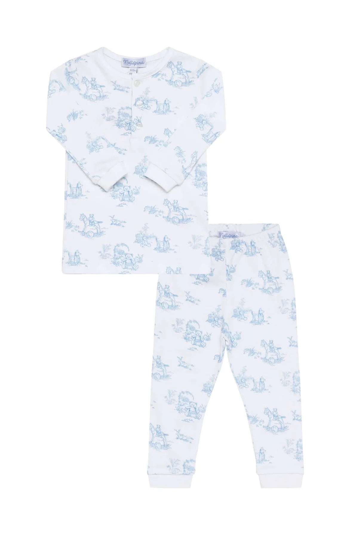 Toile Baby Pajamas Blue