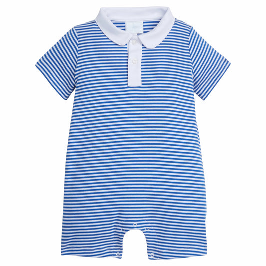 Peter Pan Polo Romper - Royal Stripe