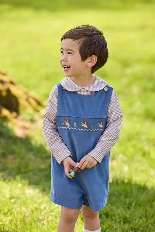 Peter Pan Shirt- Khaki Gingham