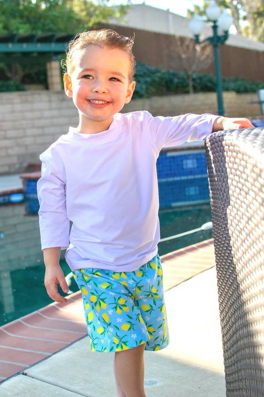 White Long Sleeve Rashguard with UPF 50+