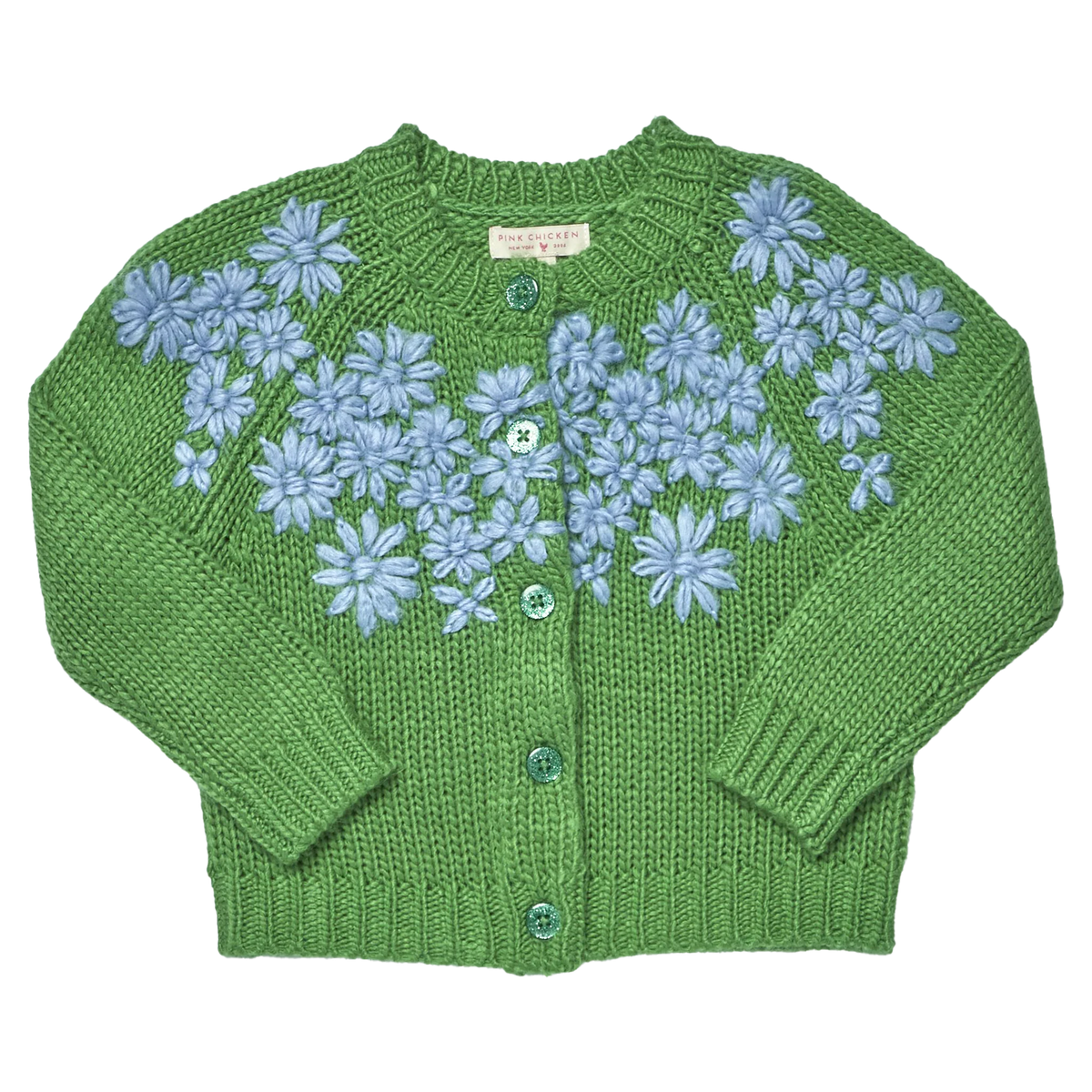 Blossom Sweater- Blue Flower Embroidery