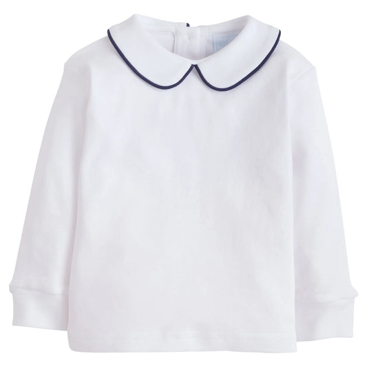 Piped Peter Pan Shirt - Navy
