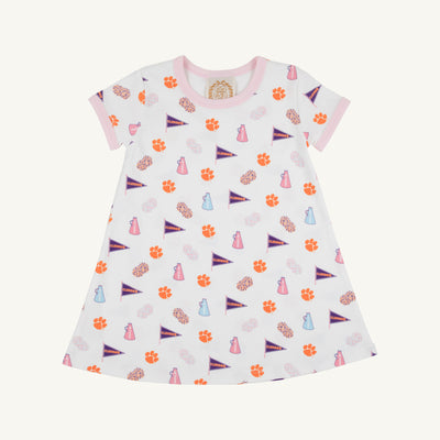 Clemson Polly Play Dress- Tiger Triumph with Palm Beach Pink