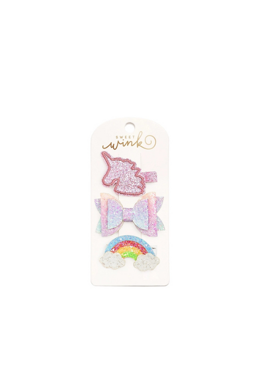 Unicorn Rainbow Hair Clip Set
