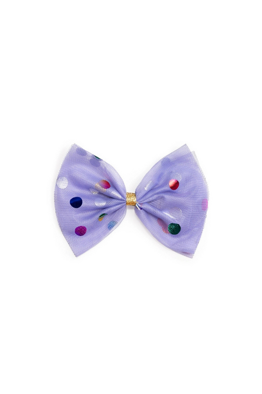 Lavender Confetti Tulle Bow Clip