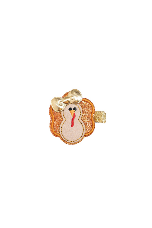 Glitter Turkey Thanksgiving Bow Clip