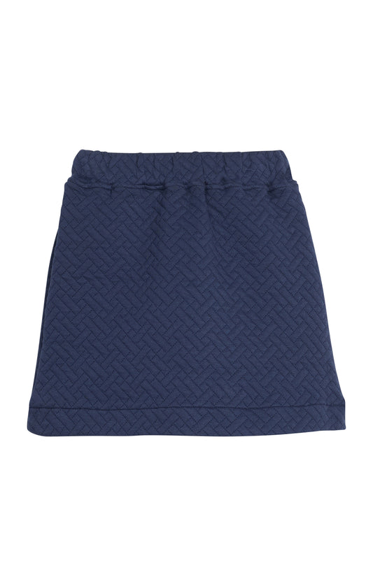 Quilted Mini Skirt - Navy Trellis