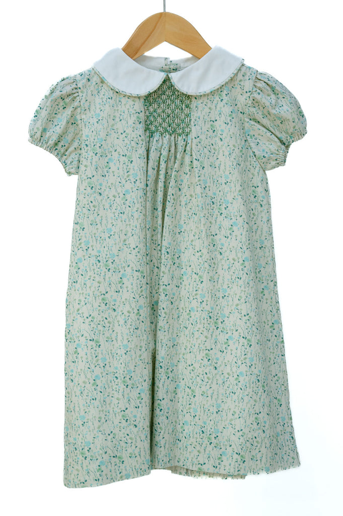 Aqua Floral Smocked Woven Sadie Dress