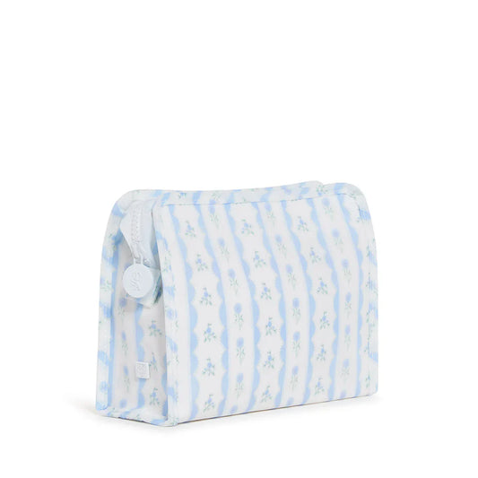 Roadie Medium Zip Pouch-Ribbon FLoral Blue