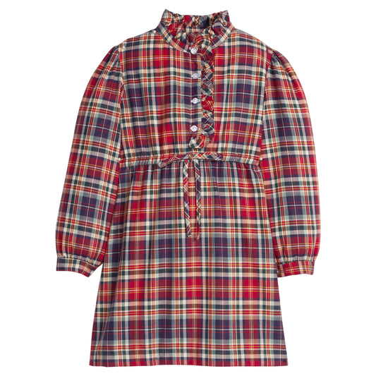 Ruffled Shirt Dress - Middleburg Plaid