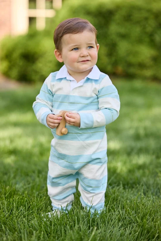 Rugby Polo Romper- Fondren Stripe
