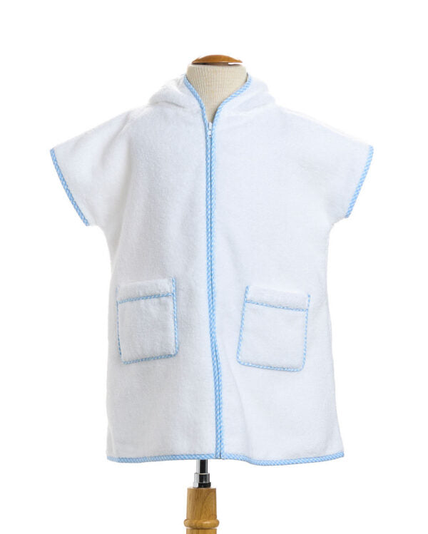 Sleeveless Cover Up with Hood- Blue Buffalo Check