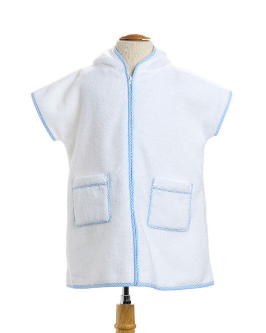 Sleeveless Cover Up with Hood- Blue Buffalo Check